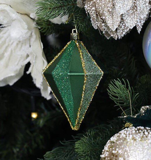 Yılbaşı Süsü 2'li Fırıldak Top Yeşil 12 cm