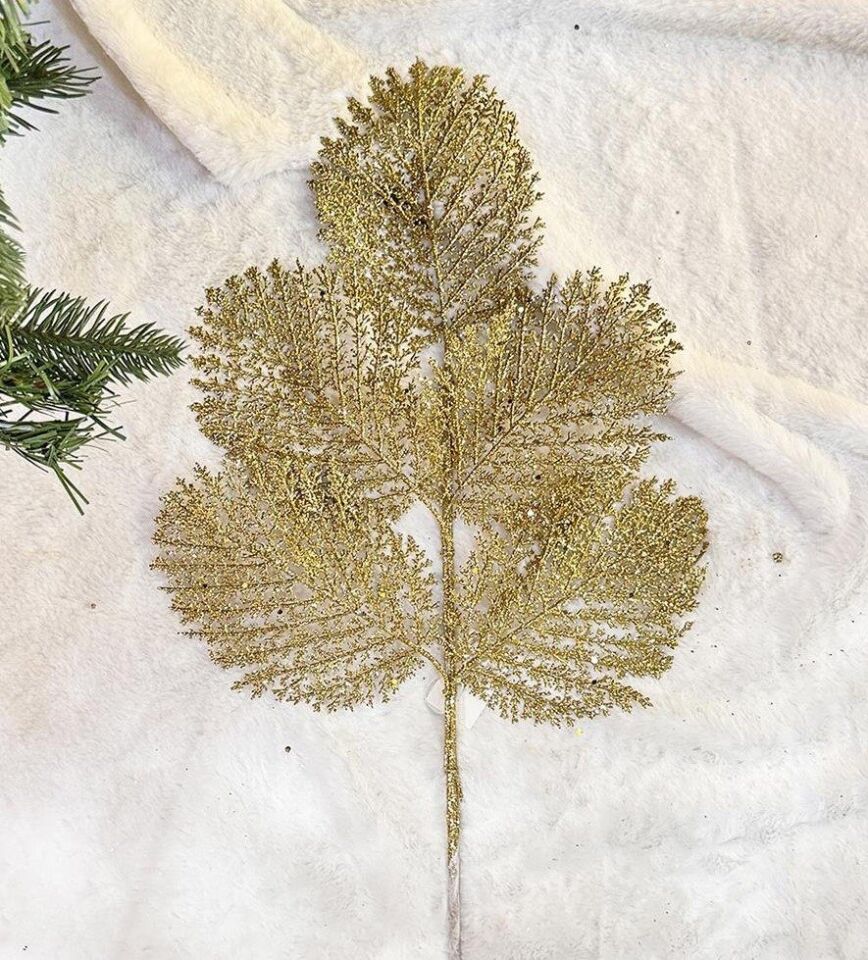 Yılbaşı Süsü Simli İğne Dalı Altın 67 cm