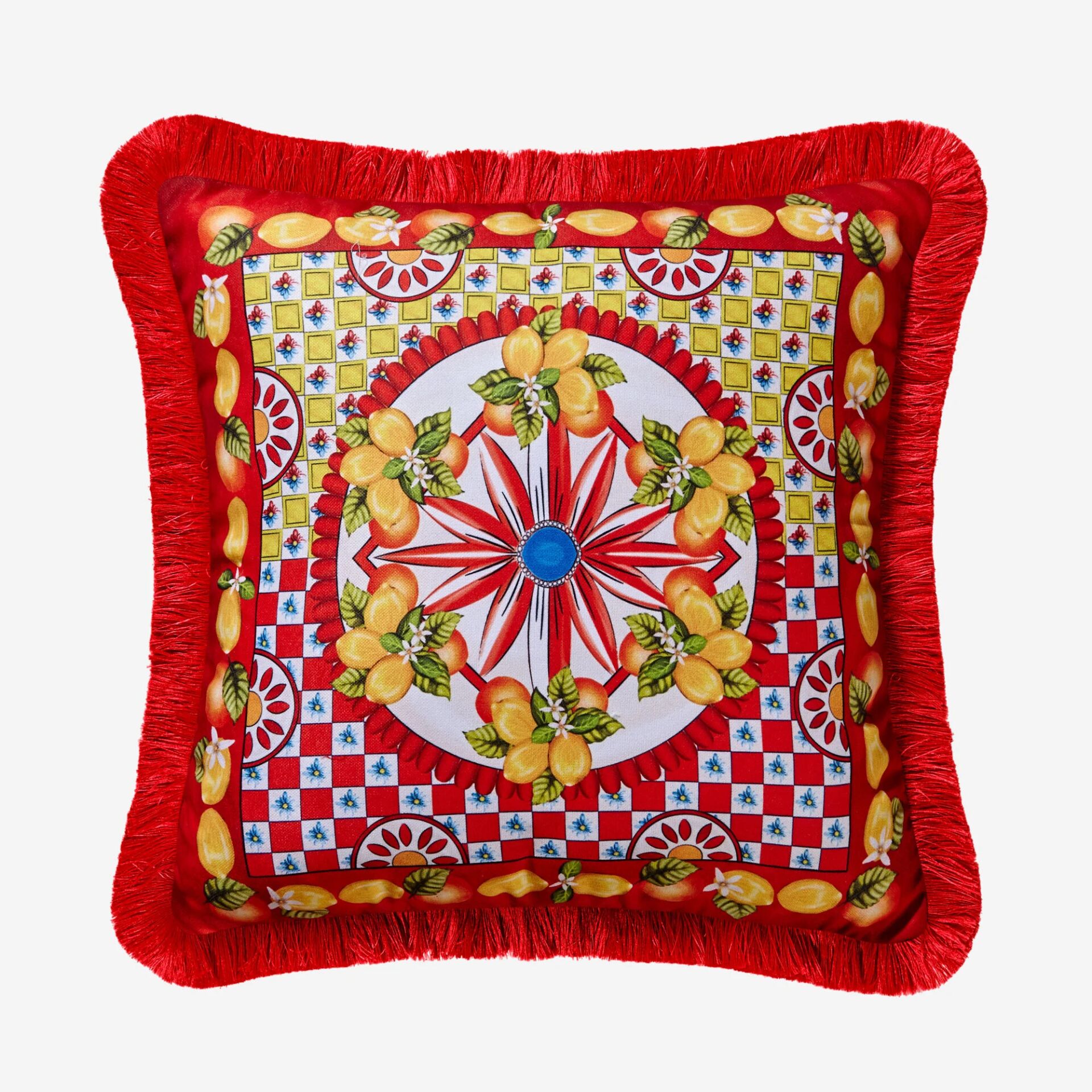 PORTOFINO LİMON BUKETİ YASTIK Kırmızı - 45x45cm