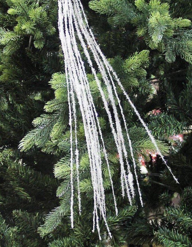 Yılbaşı Süsü Pullu Sarkıt Dal Beyaz 110 cm