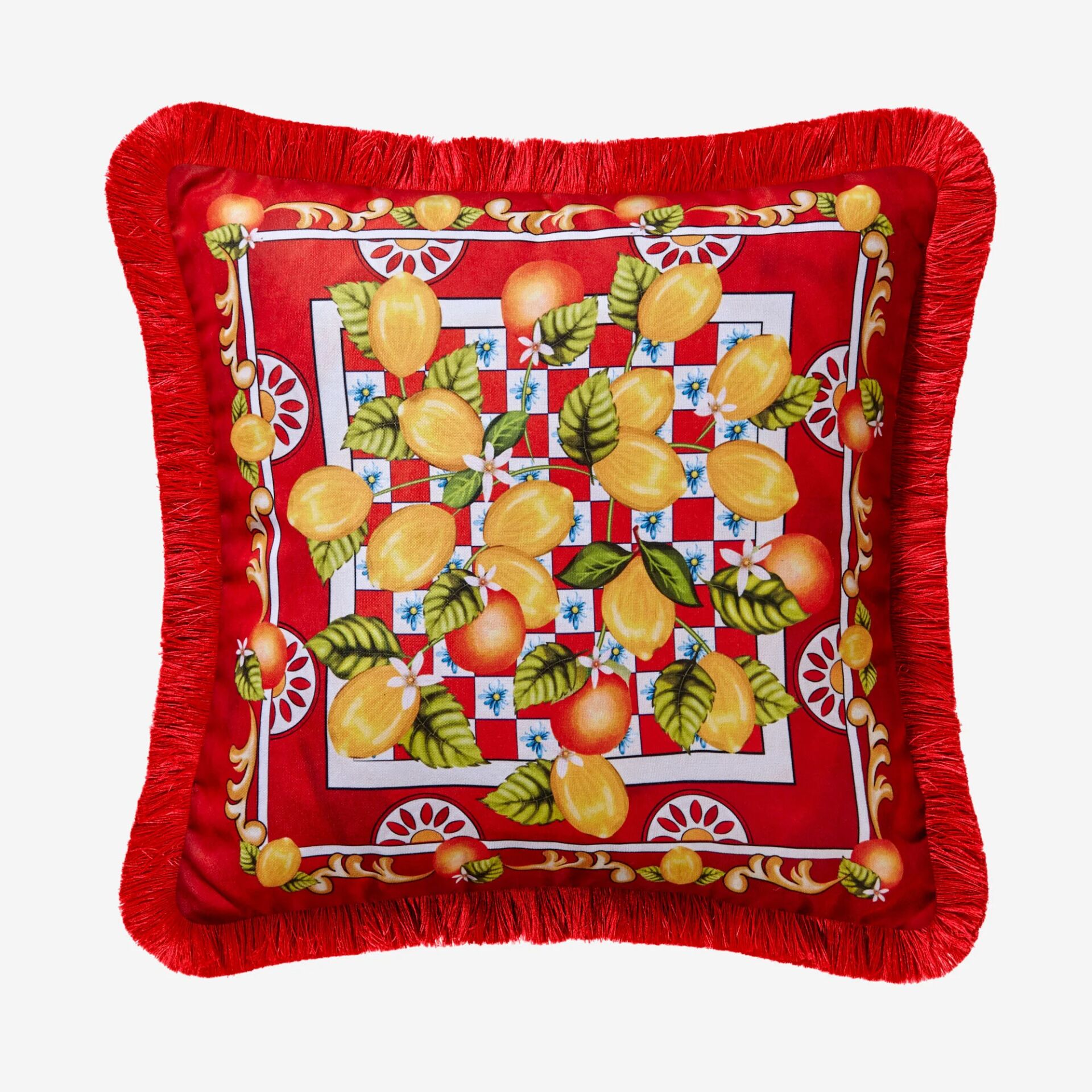 PORTOFINO LİMONLU BAHÇE YASTIK Kırmızı - 45x45cm