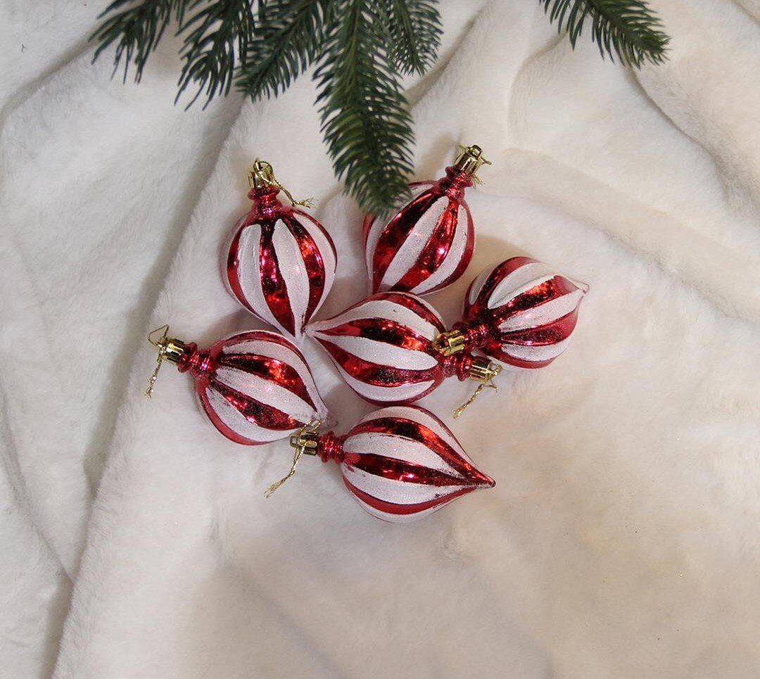 Yılbaşı Süsü 6'lı Damla Kırmızı 10 cm