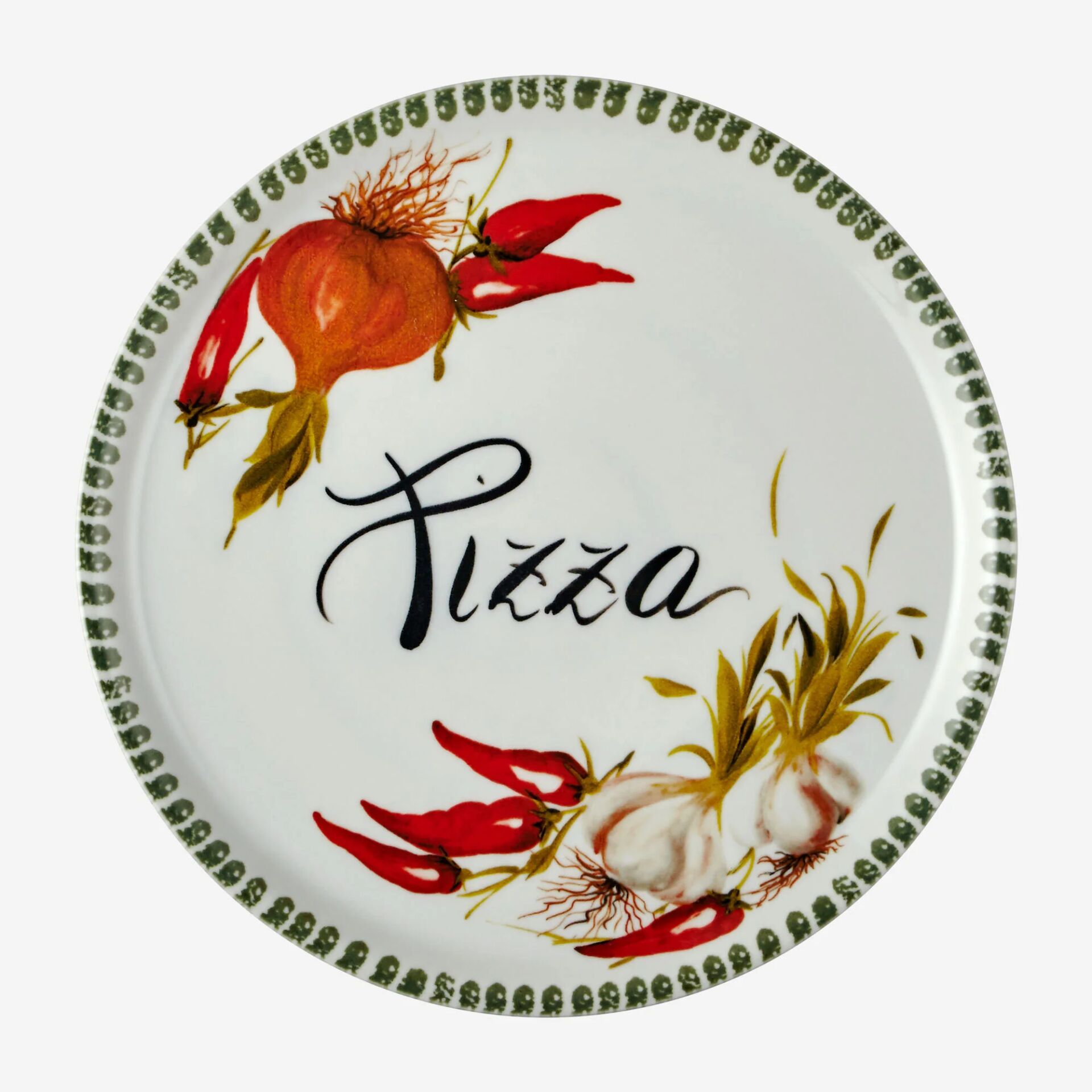 Pizza Tabağı Sarımsak Desenli - 33cm