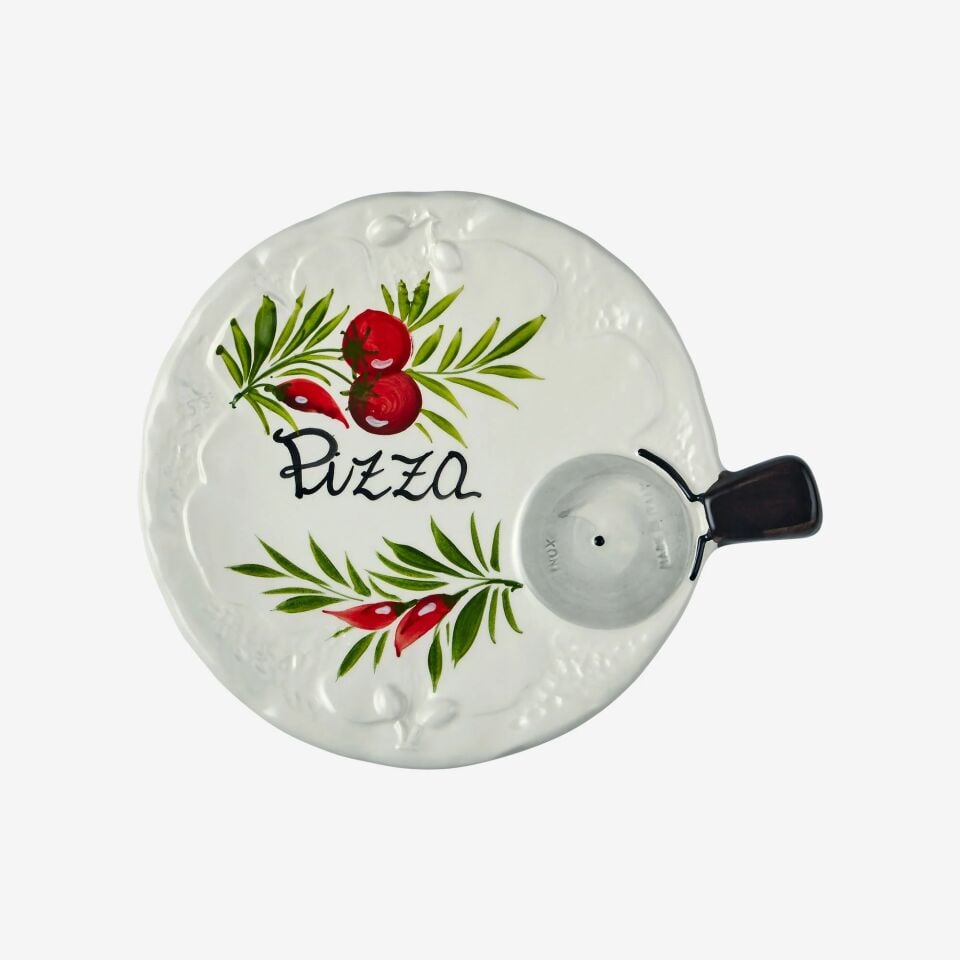 Seramik Pizza Tabağı Beyaz - 22cm