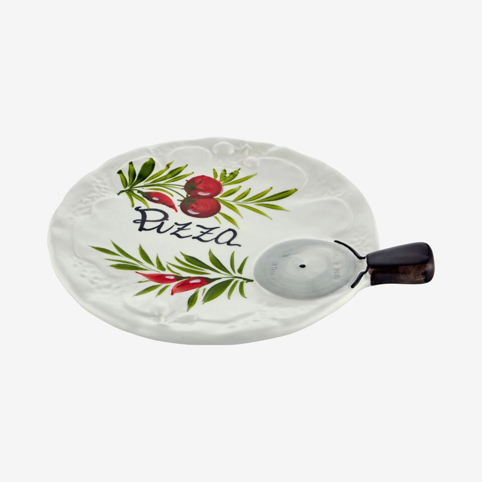 Seramik Pizza Tabağı Beyaz - 22cm