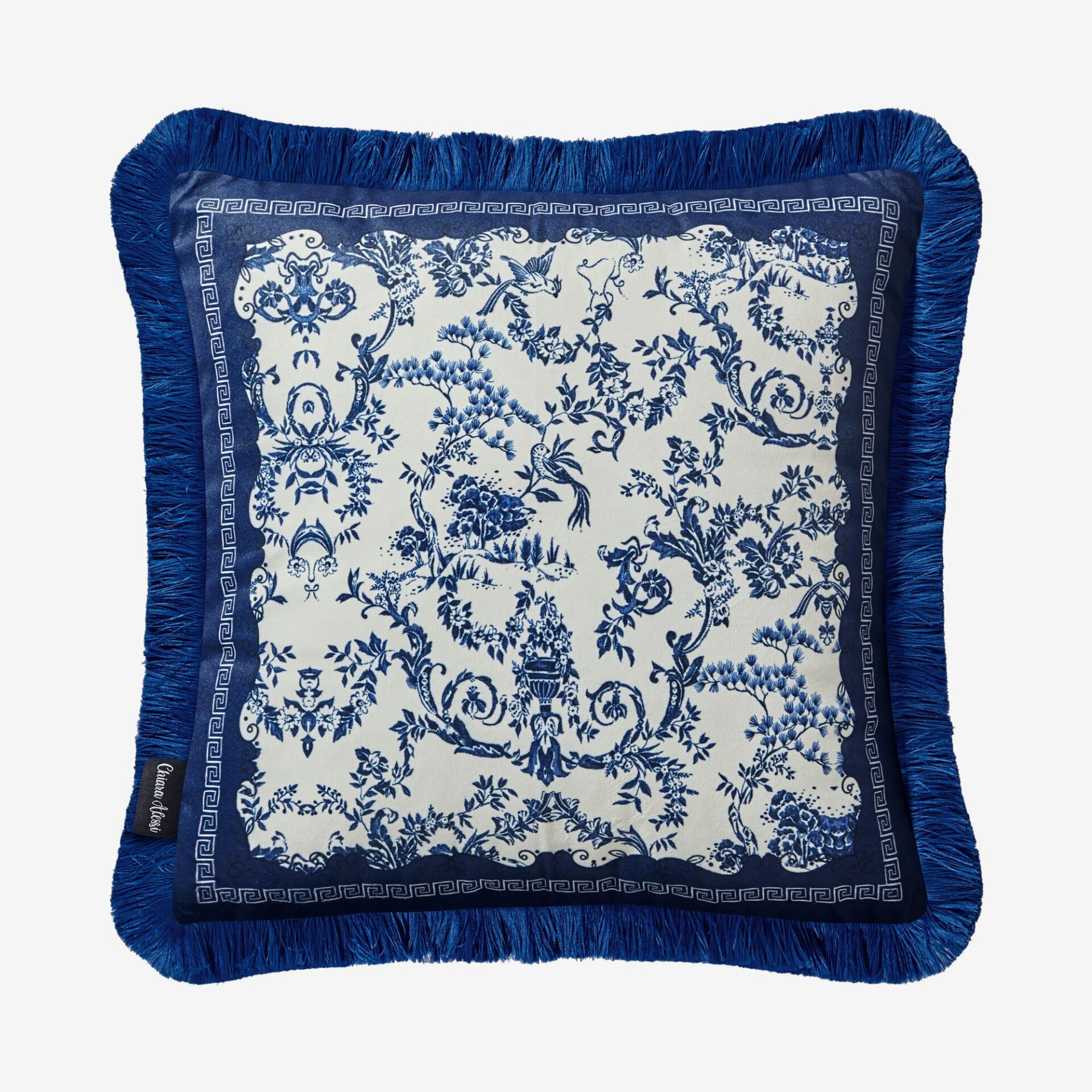 ÇİÇEK BAHÇESİ DESENLİ YASTIK Mavi - 45x45cm