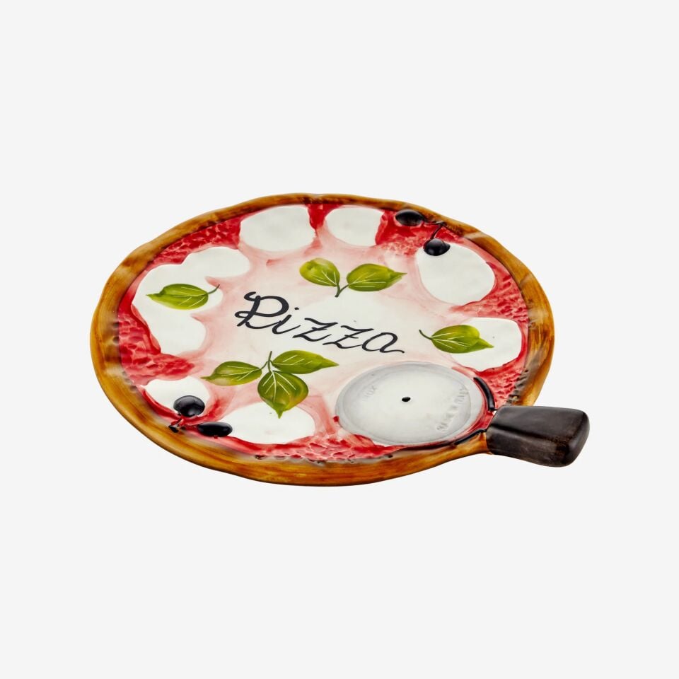 Seramik Pizza Tabağı Kırmızı - 22cm