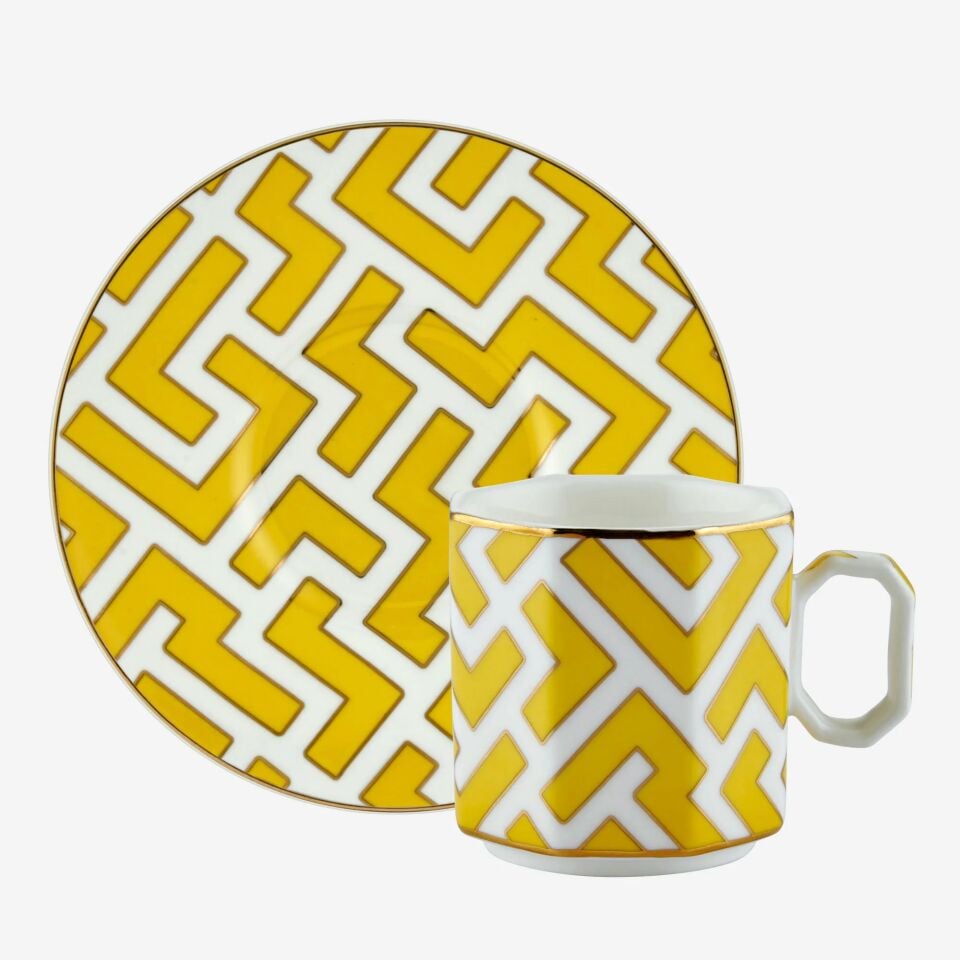 Ravello Porselen Kahve Fincan Seti Sarı - 90ml
