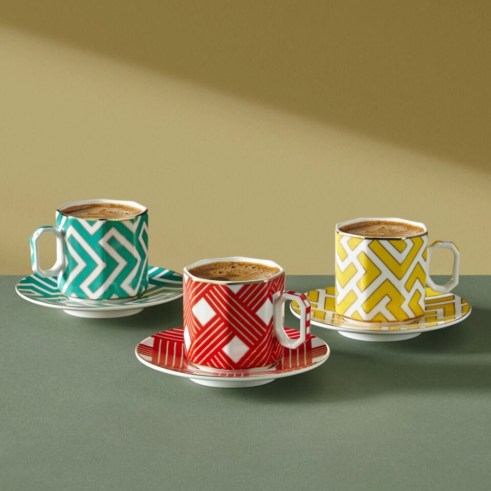 Ravello Porselen Kahve Fincan Seti Sarı - 90ml