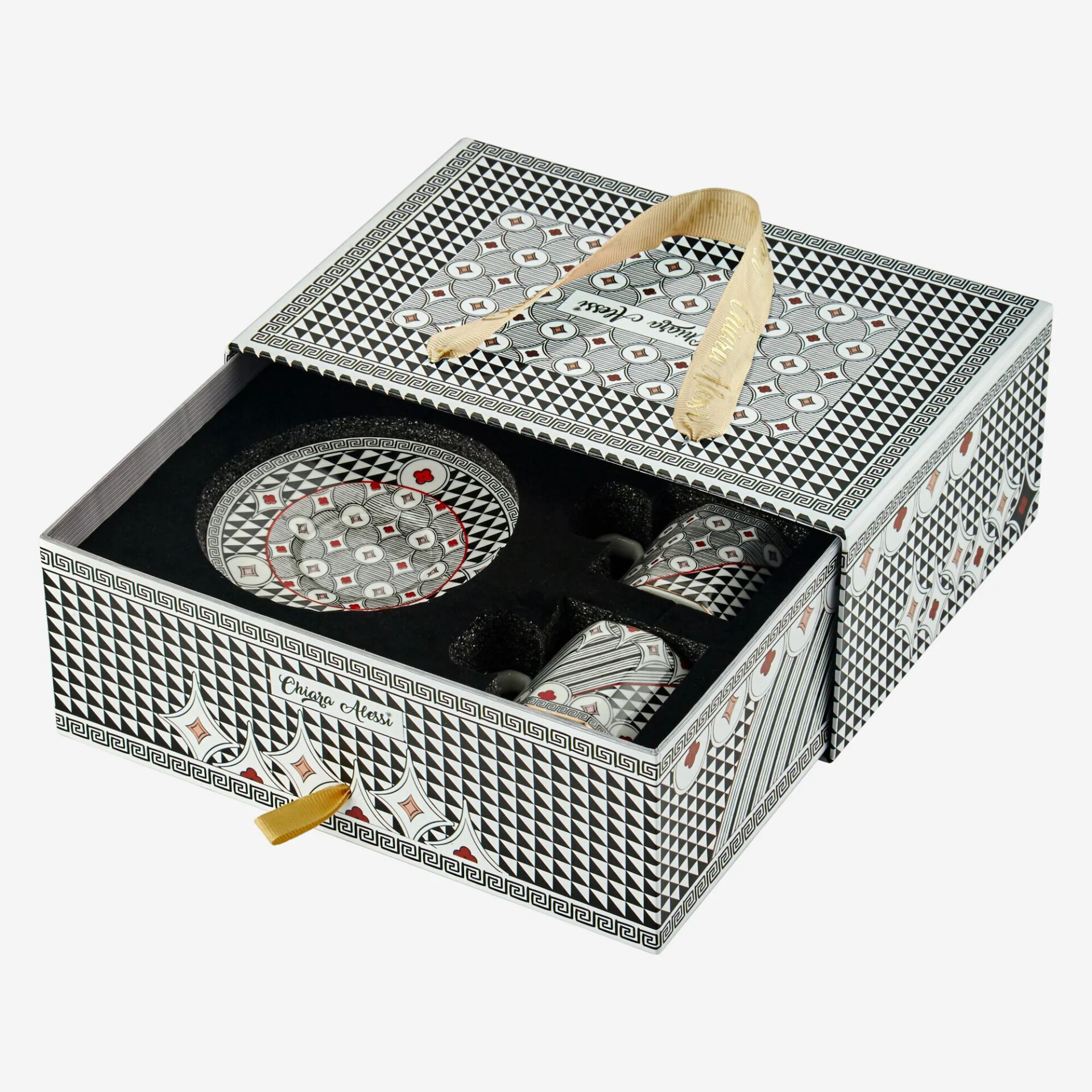 Ravello Porselen Kahve Fincan Seti Siyah/Kırmızı - 90ml