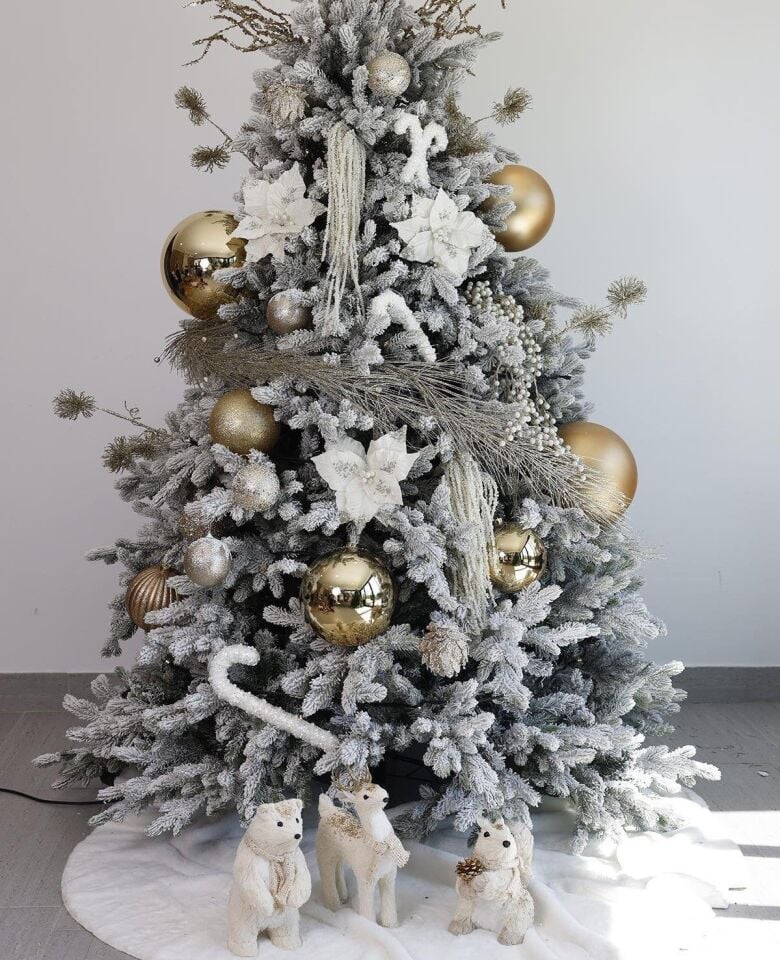 Yılbaşı Süsü Parlak Top 15 cm Şampanya