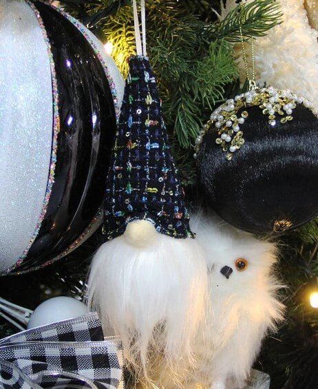 Yılbaşı Süsü Işıklı Cüce Sakallı Bereli Kafa Siyah 15 cm