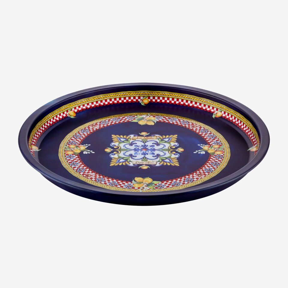 Metal Yuvarlak Servis Tepsisi 34 cm