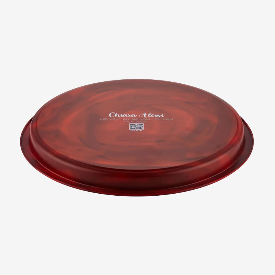 Metal Yuvarlak Servis Tepsisi 34 cm Kırmızı