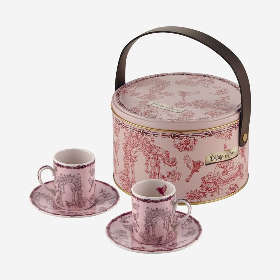 Fontana Yuvarlak Kutulu 2'li Türk Kahvesi Fincanı Seti Kırmızı