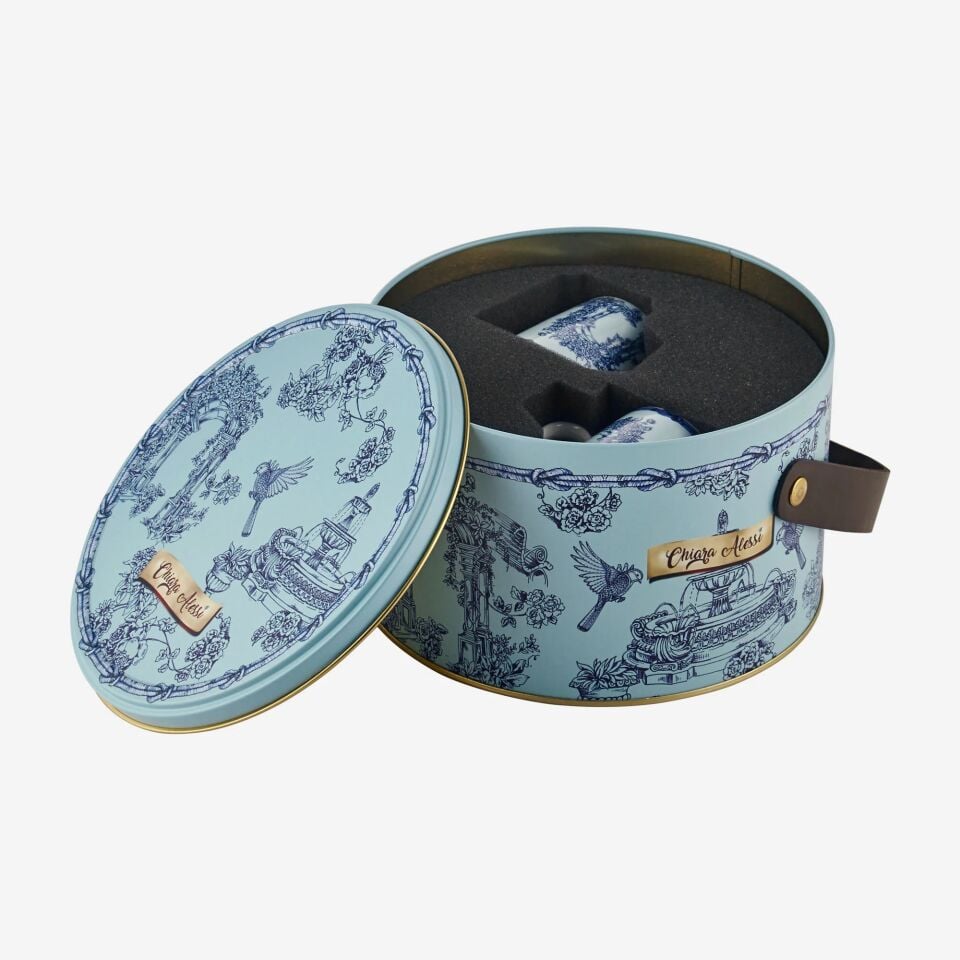 Fontana Yuvarlak Kutulu 2'li Türk Kahvesi Fincanı Seti Mavi