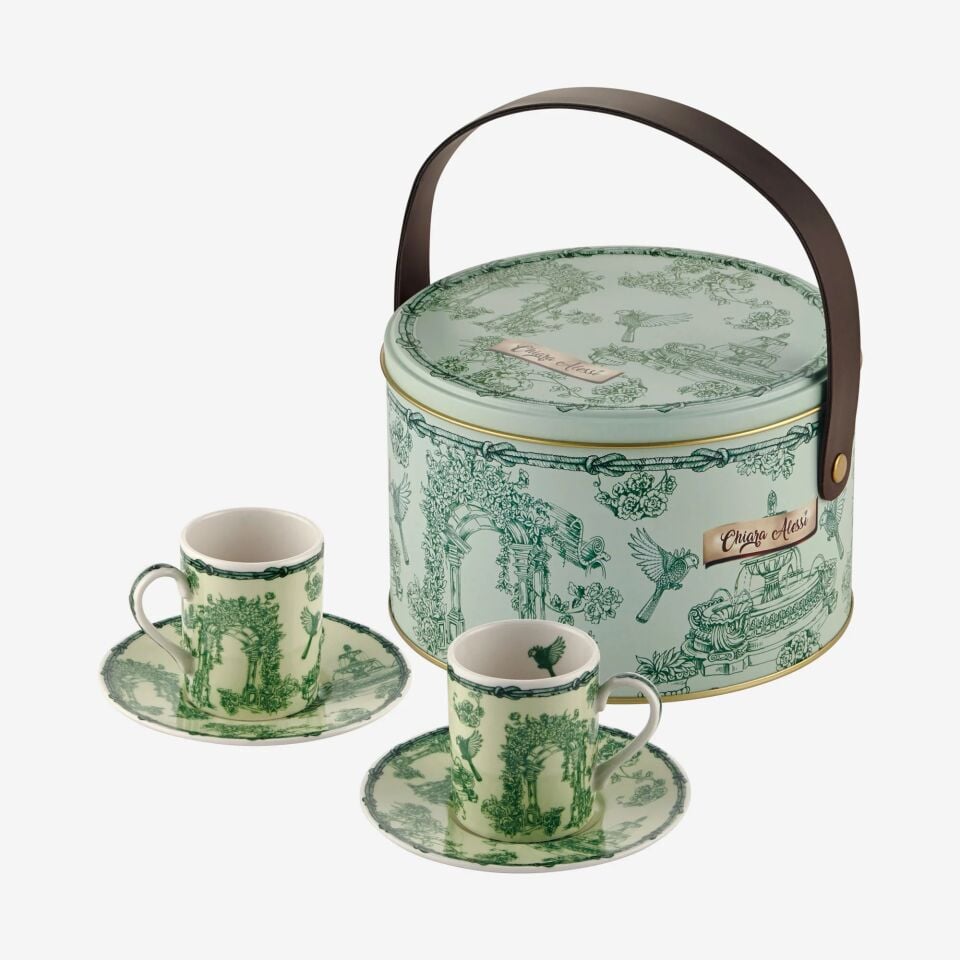 Fontana Yuvarlak Kutulu 2'li Türk Kahvesi Fincanı Seti Yeşil