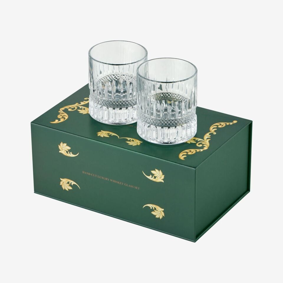 Kristal Kesme 2'li Viski Bardağı 260 ml-CAWGS20949-