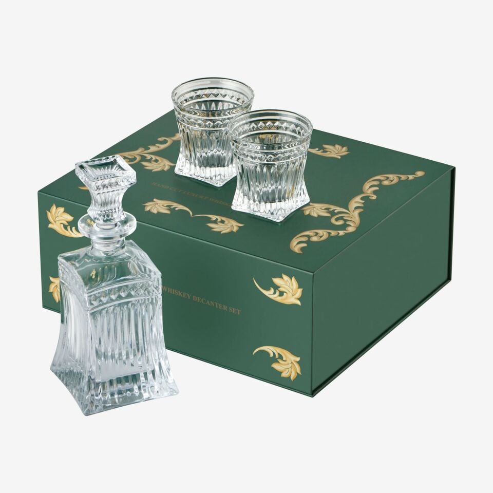 Kristal Kesme 3'lü Viski seti 500 ml/250 ml-CAWDS33111-