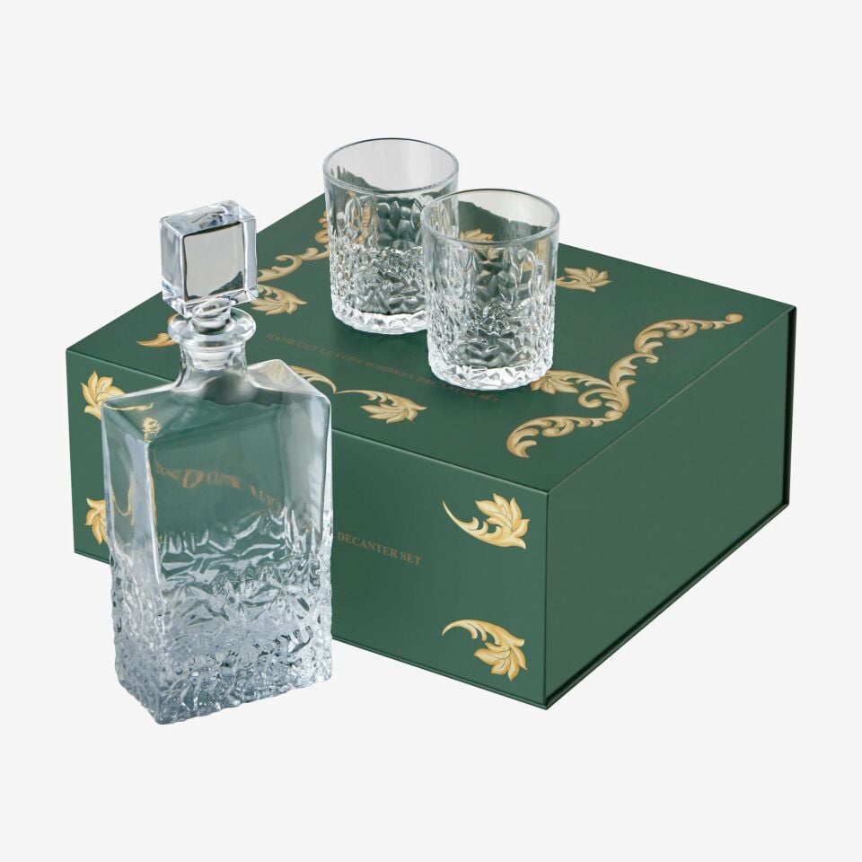 Kristal Kesme 3'lü Viski seti 850 ml/260 ml-CAWDS33123-