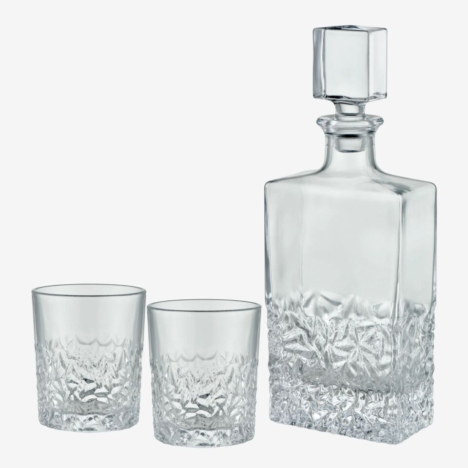 Kristal Kesme 3'lü Viski seti 850 ml/260 ml-CAWDS33123-