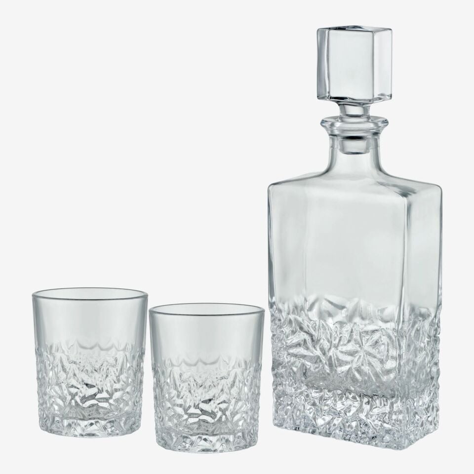 Kristal Kesme 3'lü Viski seti 850 ml/260 ml-CAWDS33123-