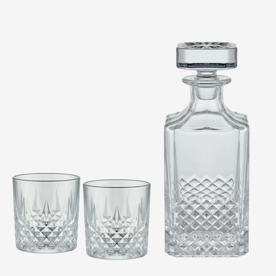 Kristal Kesme 3'lü Viski seti 700 ml/340 ml-CAWDS33113-