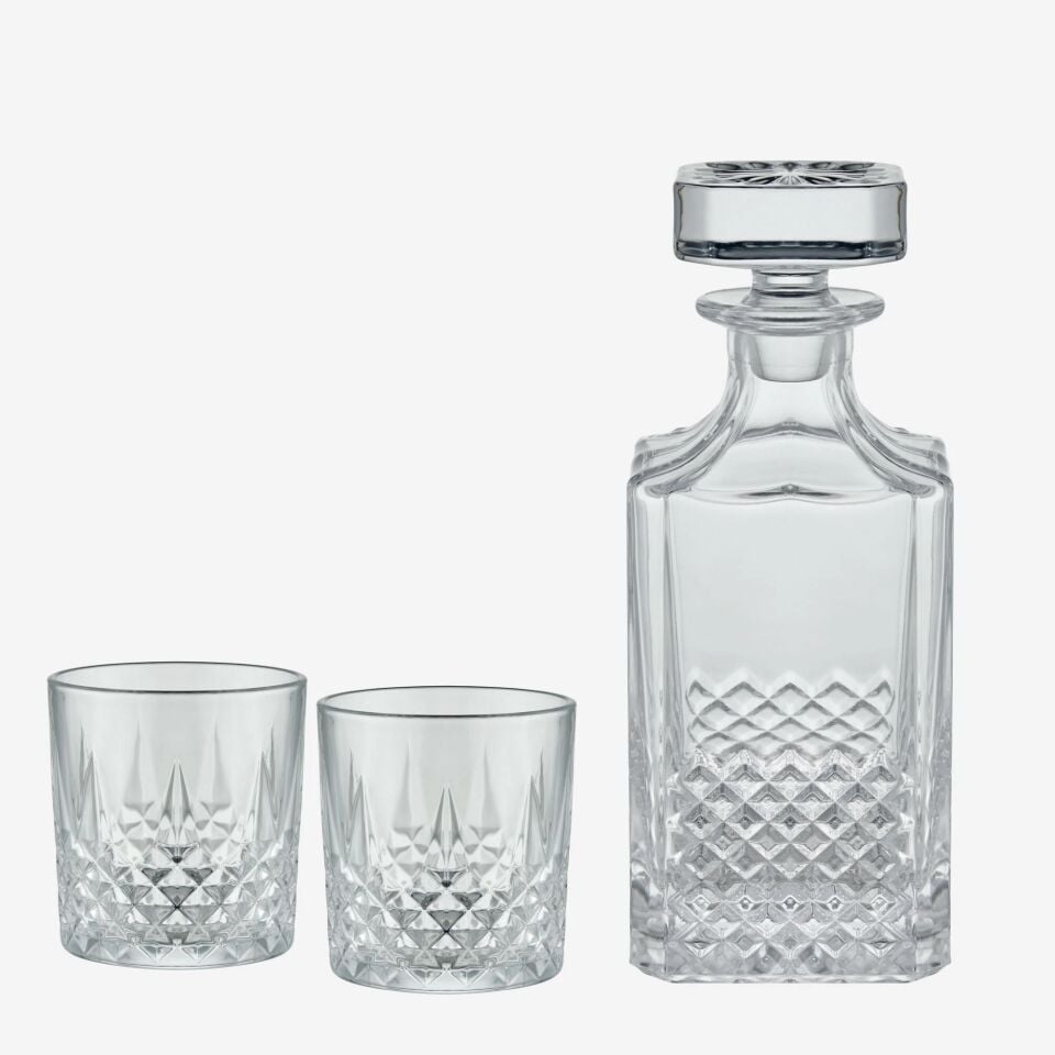 Kristal Kesme 3'lü Viski seti 700 ml/340 ml-CAWDS33113-