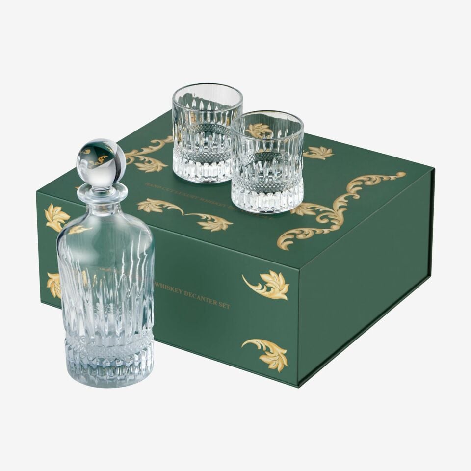 Kristal Kesme 3'lü Viski seti 850 ml/260 ml-CAWDS33949-