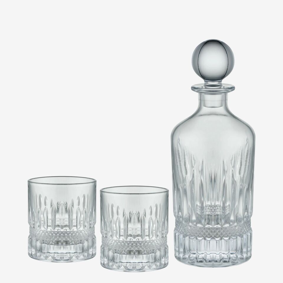 Kristal Kesme 3'lü Viski seti 850 ml/260 ml-CAWDS33949-