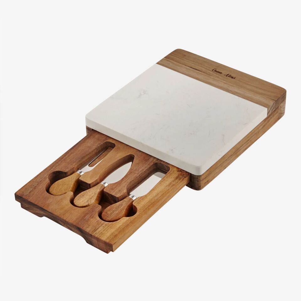 Acacia Elegance Beyaz Ahşap Peynir Sunum Tabağı CAWCS65320