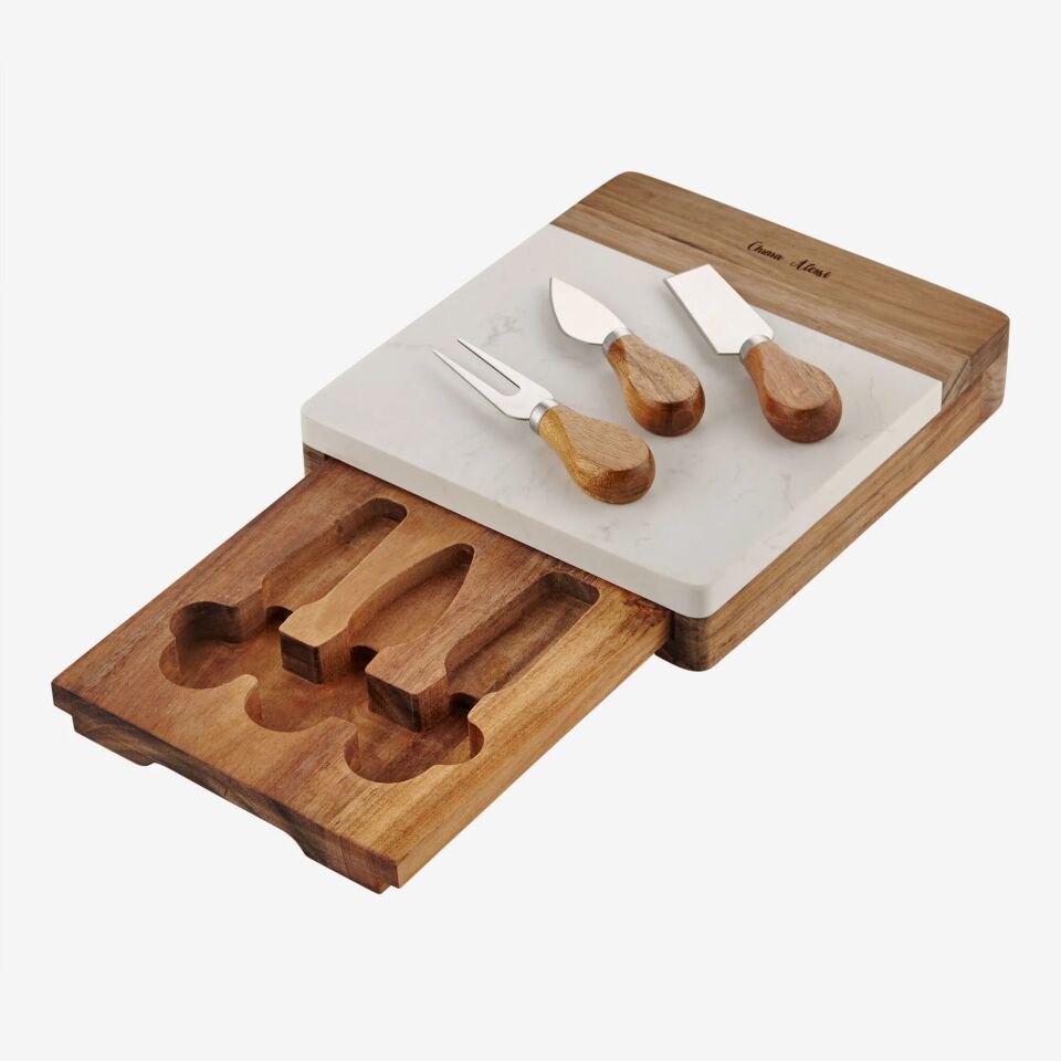 Acacia Elegance Beyaz Ahşap Peynir Sunum Tabağı CAWCS65320
