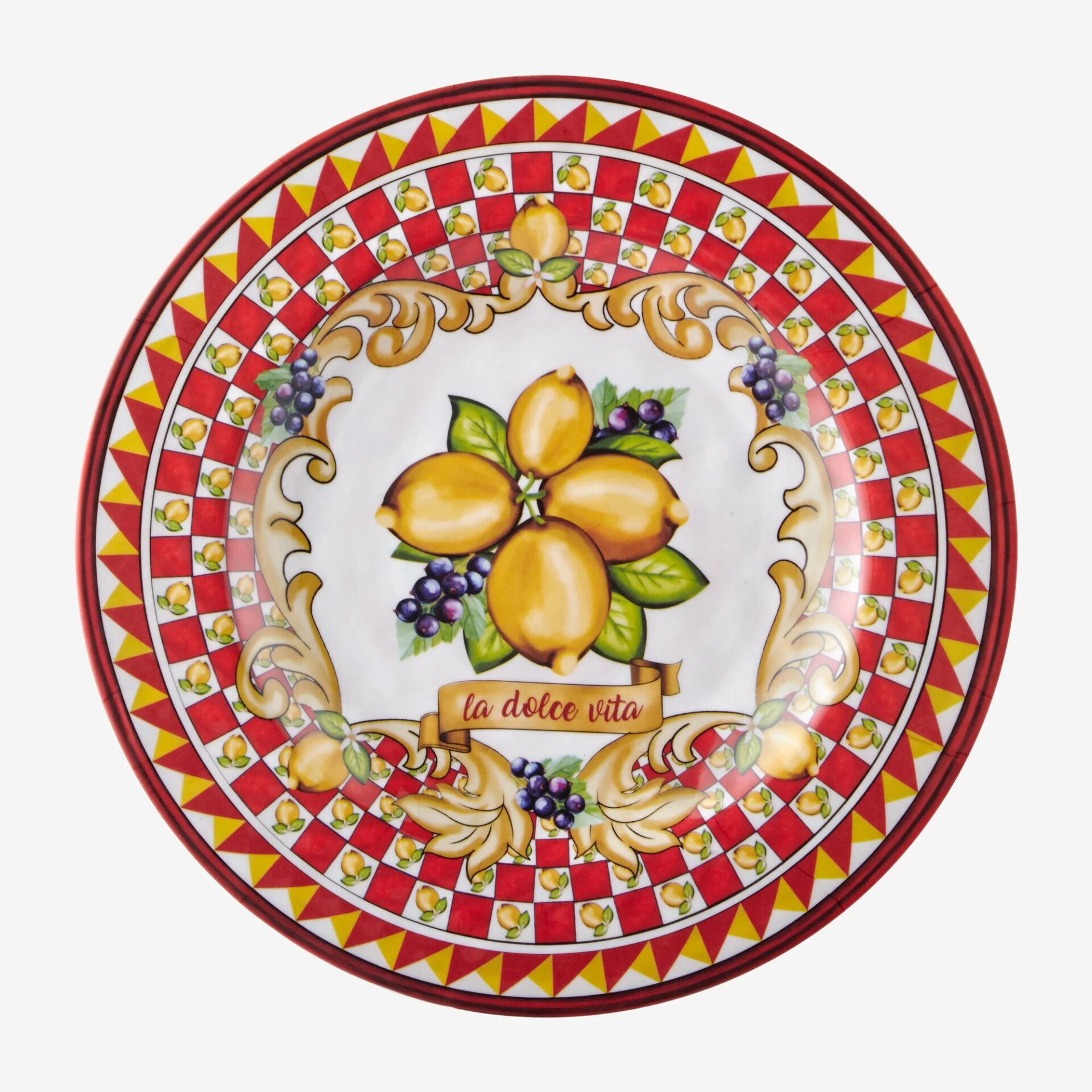 Capri Limon Buketi Kahvaltı Tabağı Kırmızı - 21,5cm