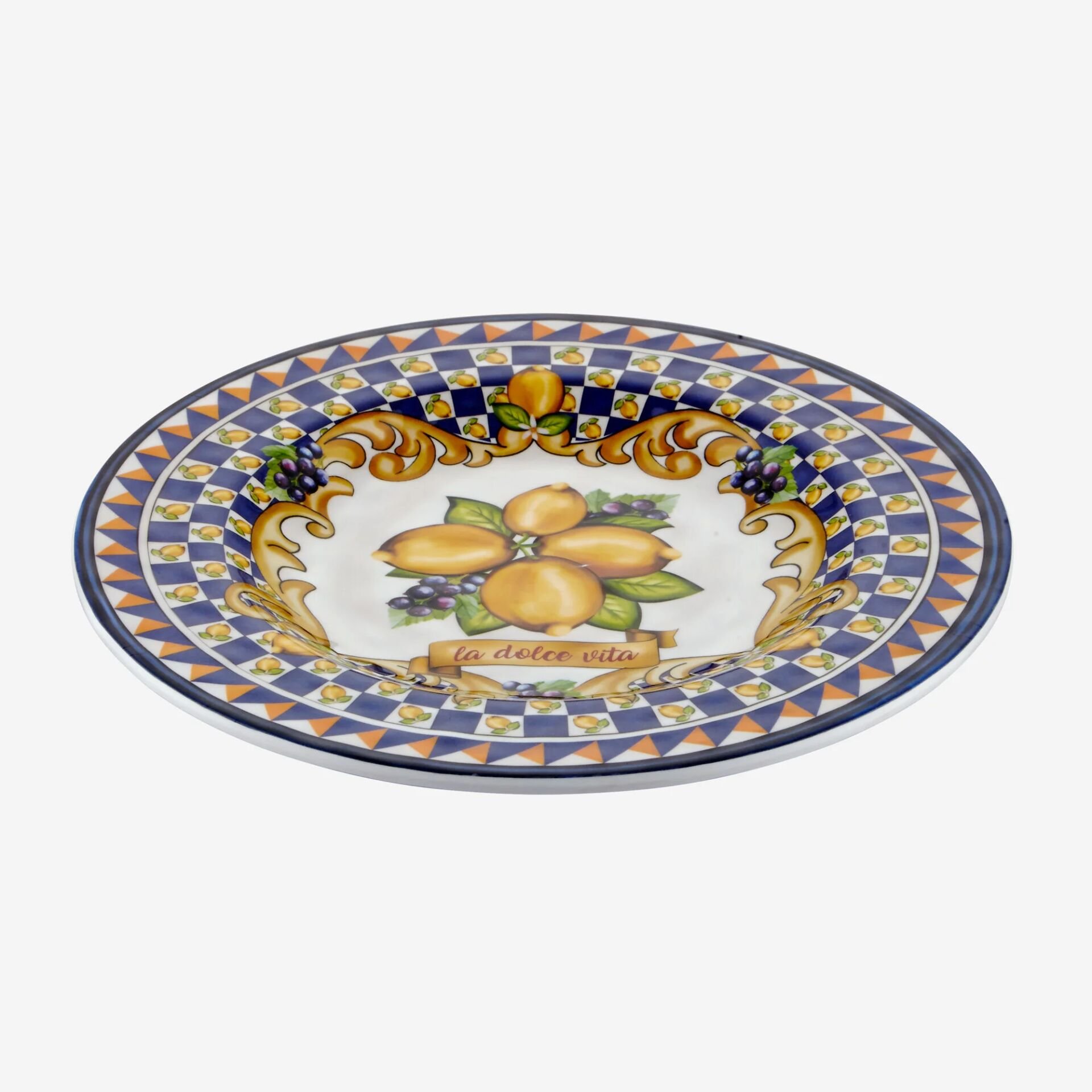 Capri Limon Buketi Kahvaltı Tabağı Mavi - 21,5cm