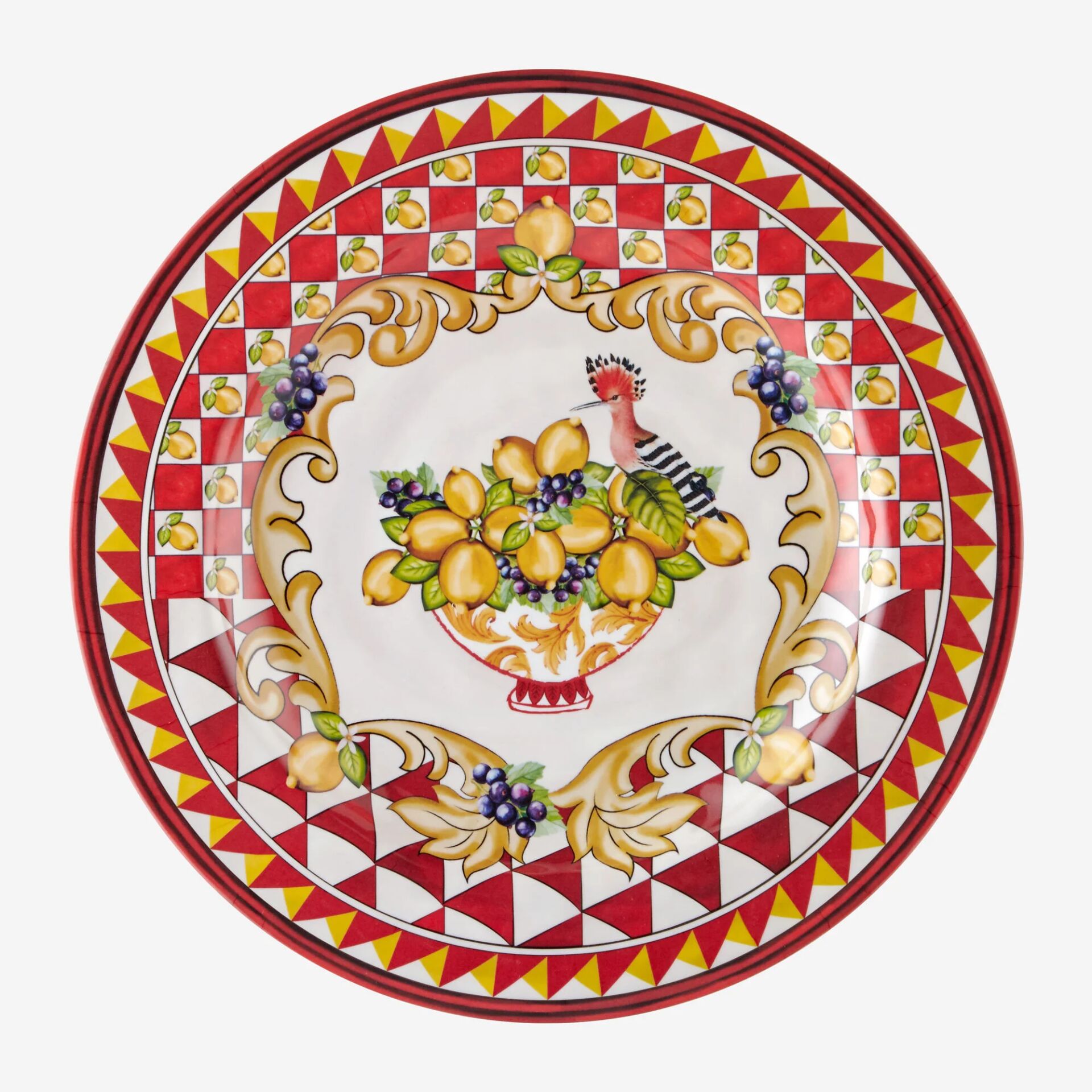 ÖN SİPARİŞ - Capri Goblet Desenli Yemek Tabağı Kırmızı - 28cm