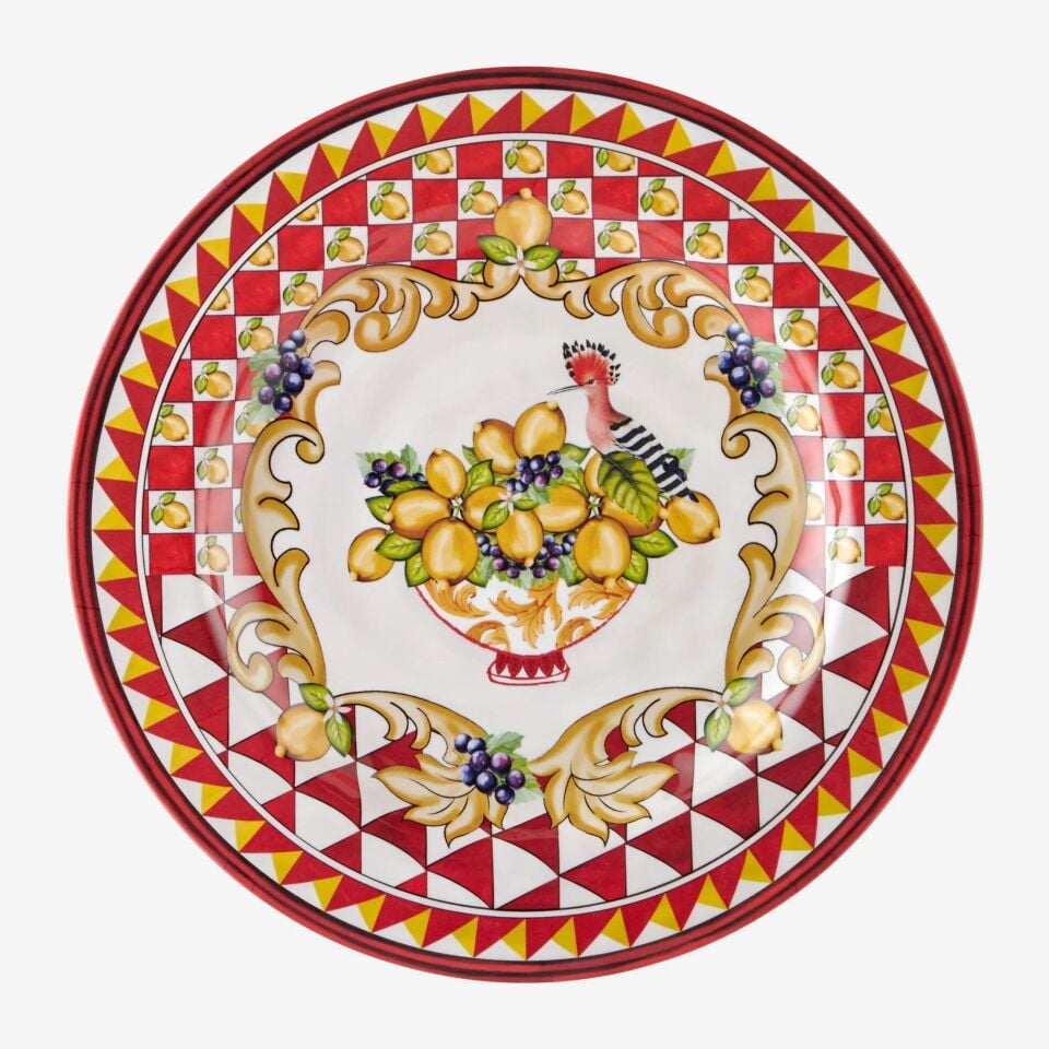 ÖN SİPARİŞ - Capri Goblet Desenli Yemek Tabağı Kırmızı - 28cm