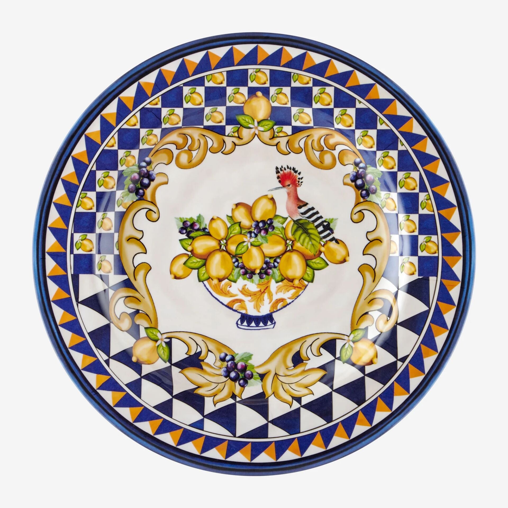 Capri Goblet Desenli Yemek Tabağı Mavi - 28cm