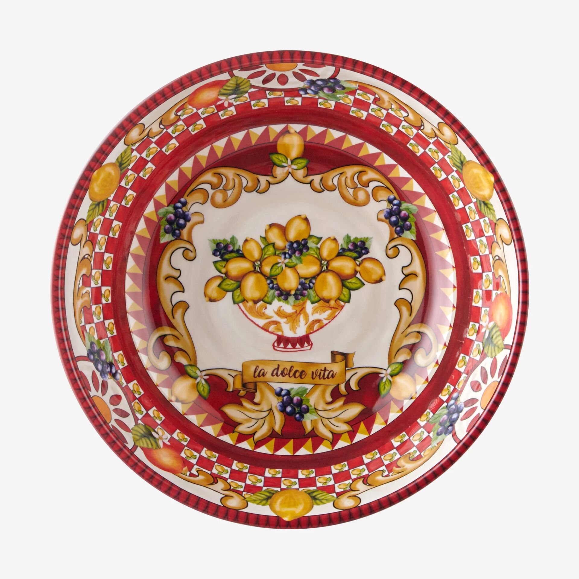 Capri Goblet Desenli Kase Kırmızı - 20cm