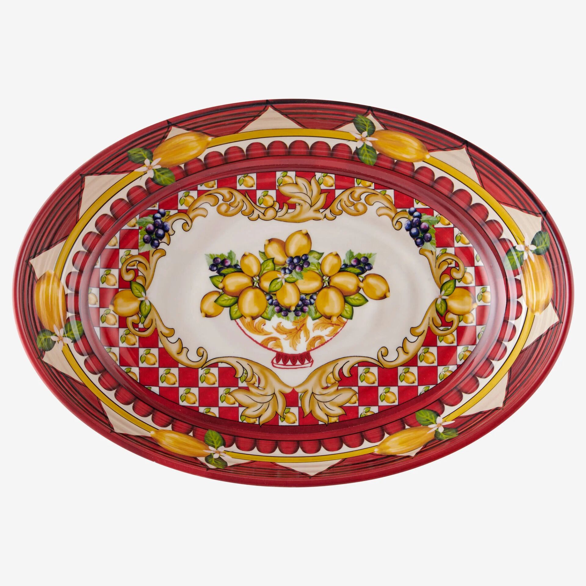 Capri Goblet Desenli Oval Kase Kırmızı - 33cm