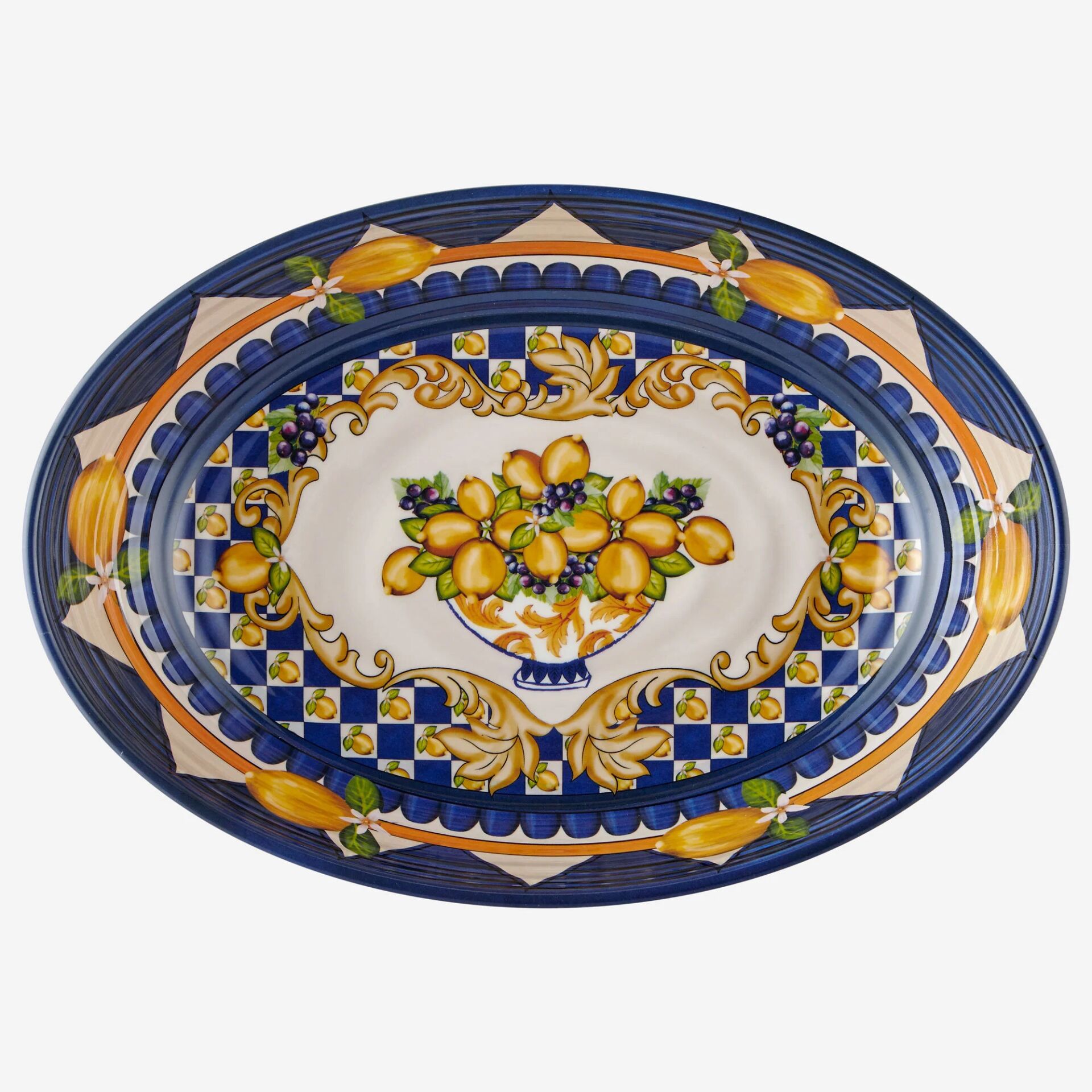 Capri Goblet Desenli Oval Kase Mavi - 33cm