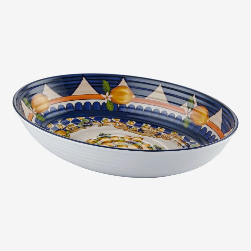 Capri Goblet Desenli Oval Kase Mavi - 33cm