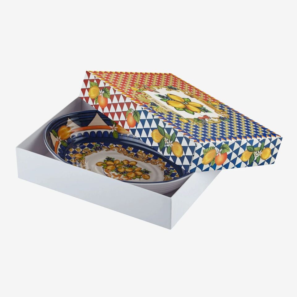 Capri Goblet Desenli Oval Kase Mavi - 33cm