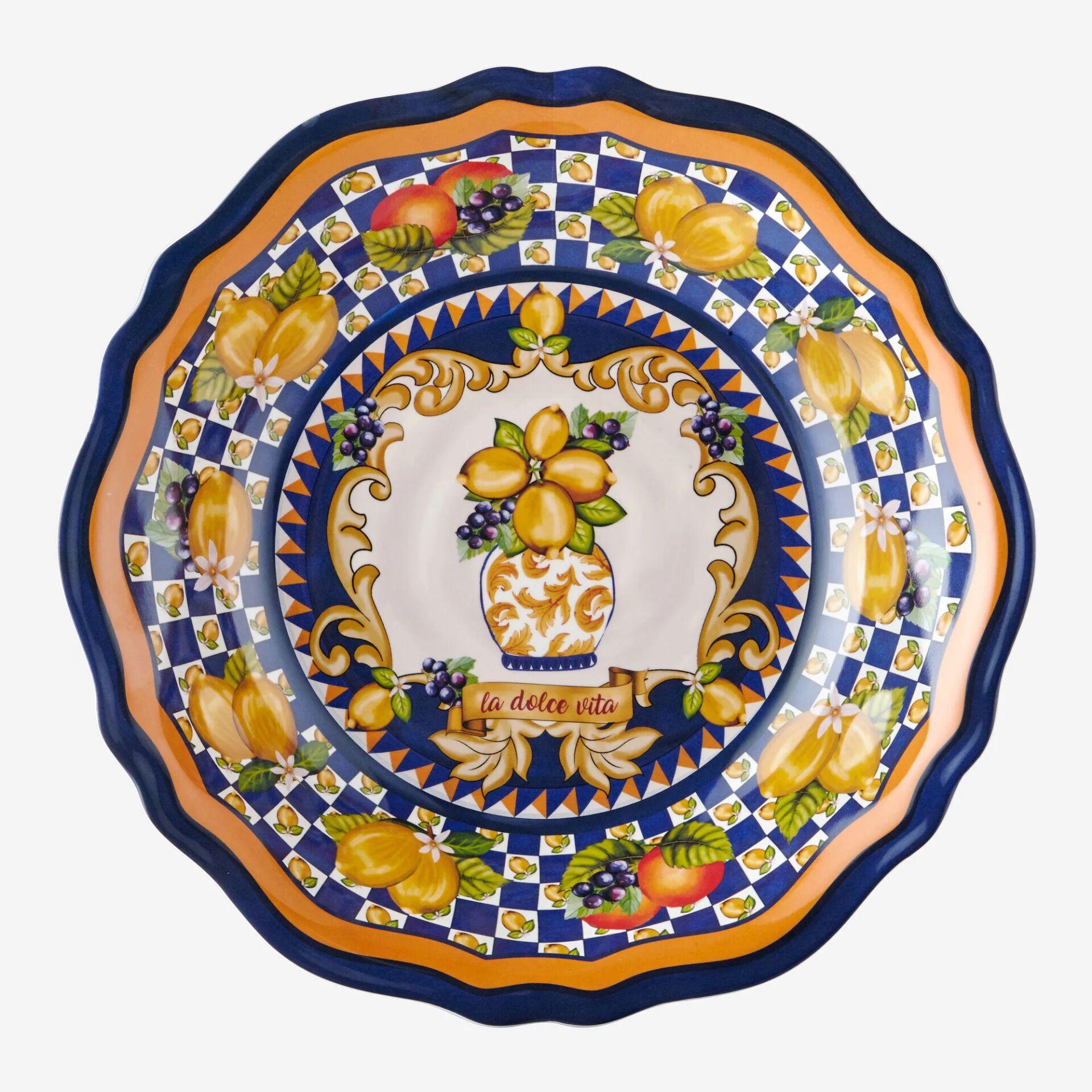 Capri Vazo Desenli Servis Kasesi Mavi - 35cm