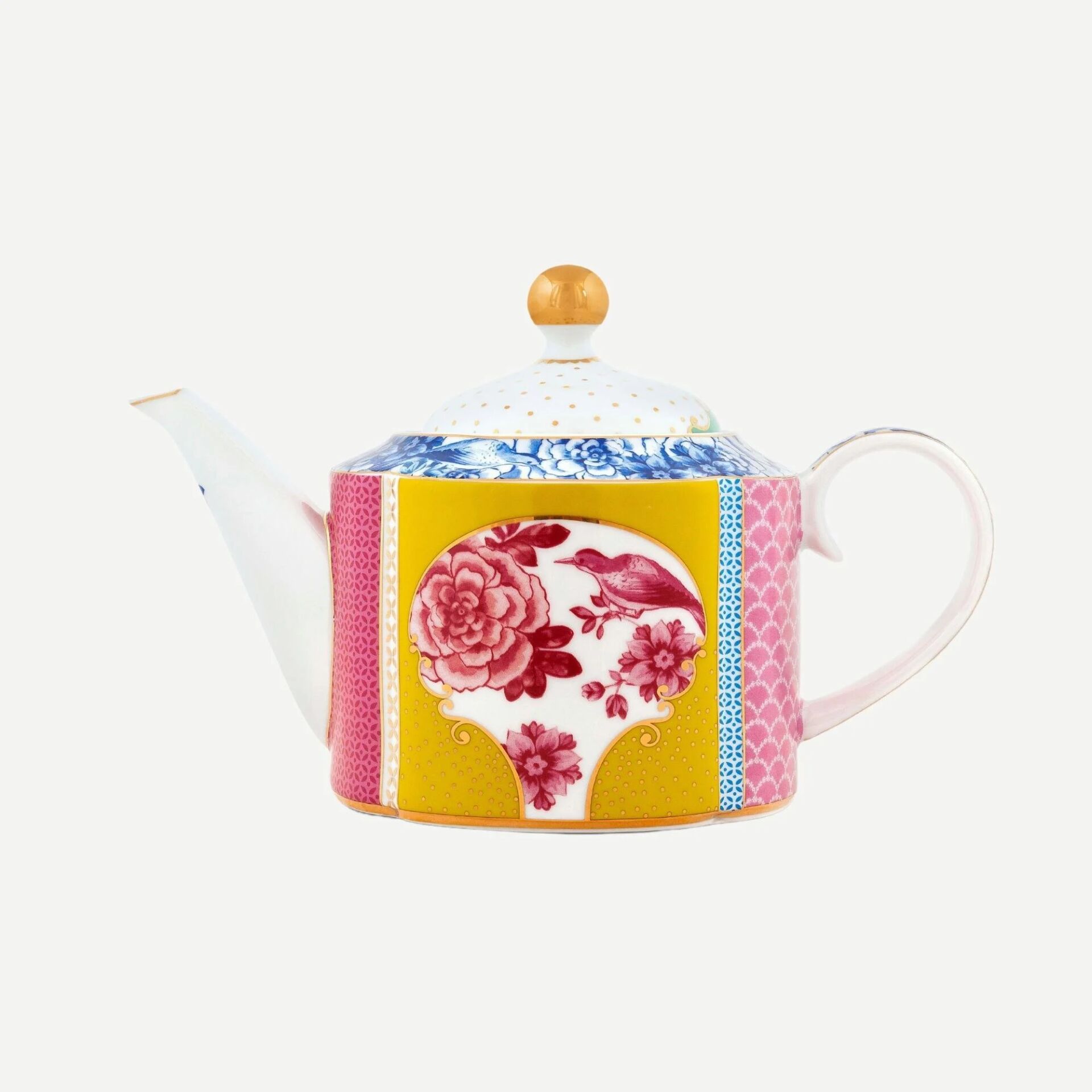 Royal Sarı Pembe Porselen Demlik