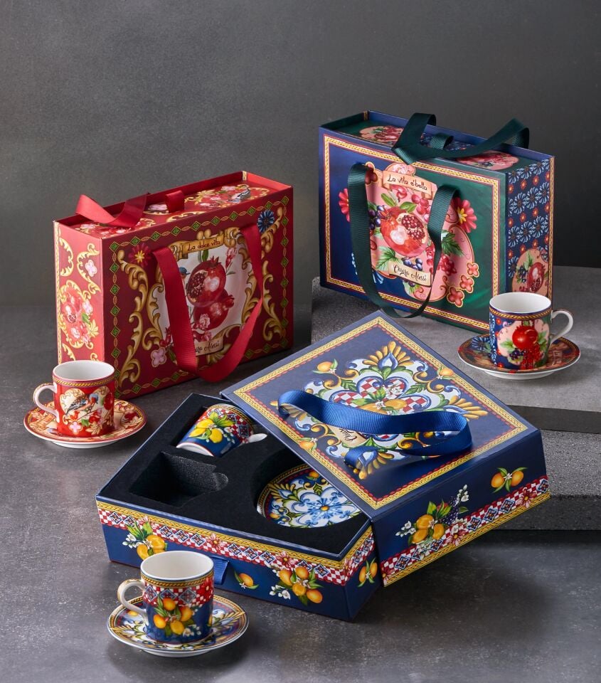 Capri Porselen Kahve Fincan Seti Kırmızı - 120ml