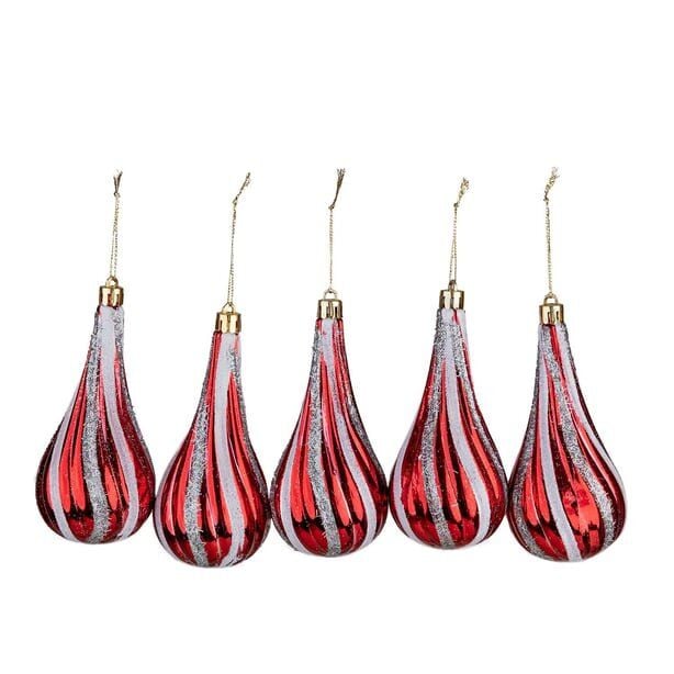 Yılbaşı Süsü 5'li Damla Kırmızı 12 cm