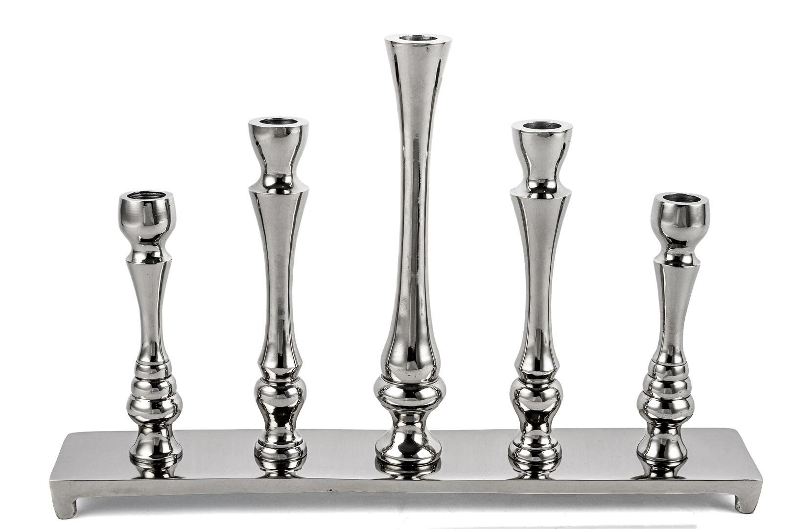Gümüş Metal 5li Şamdan 41x8x28cm