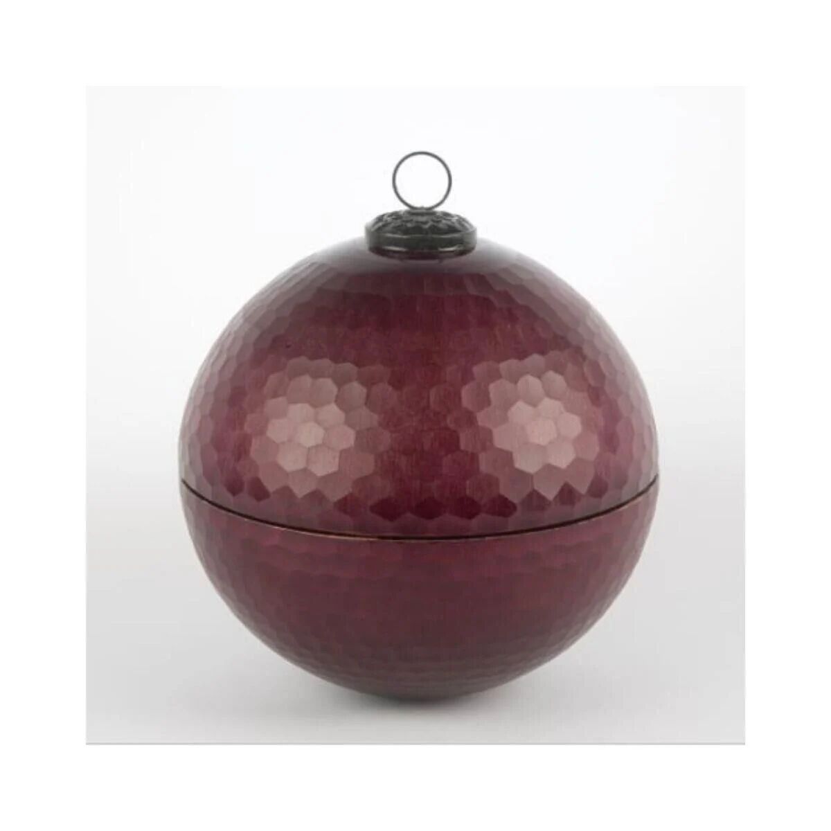 Bordo Kapaklı Cam Mum Sandal Bordo - 12x13cm