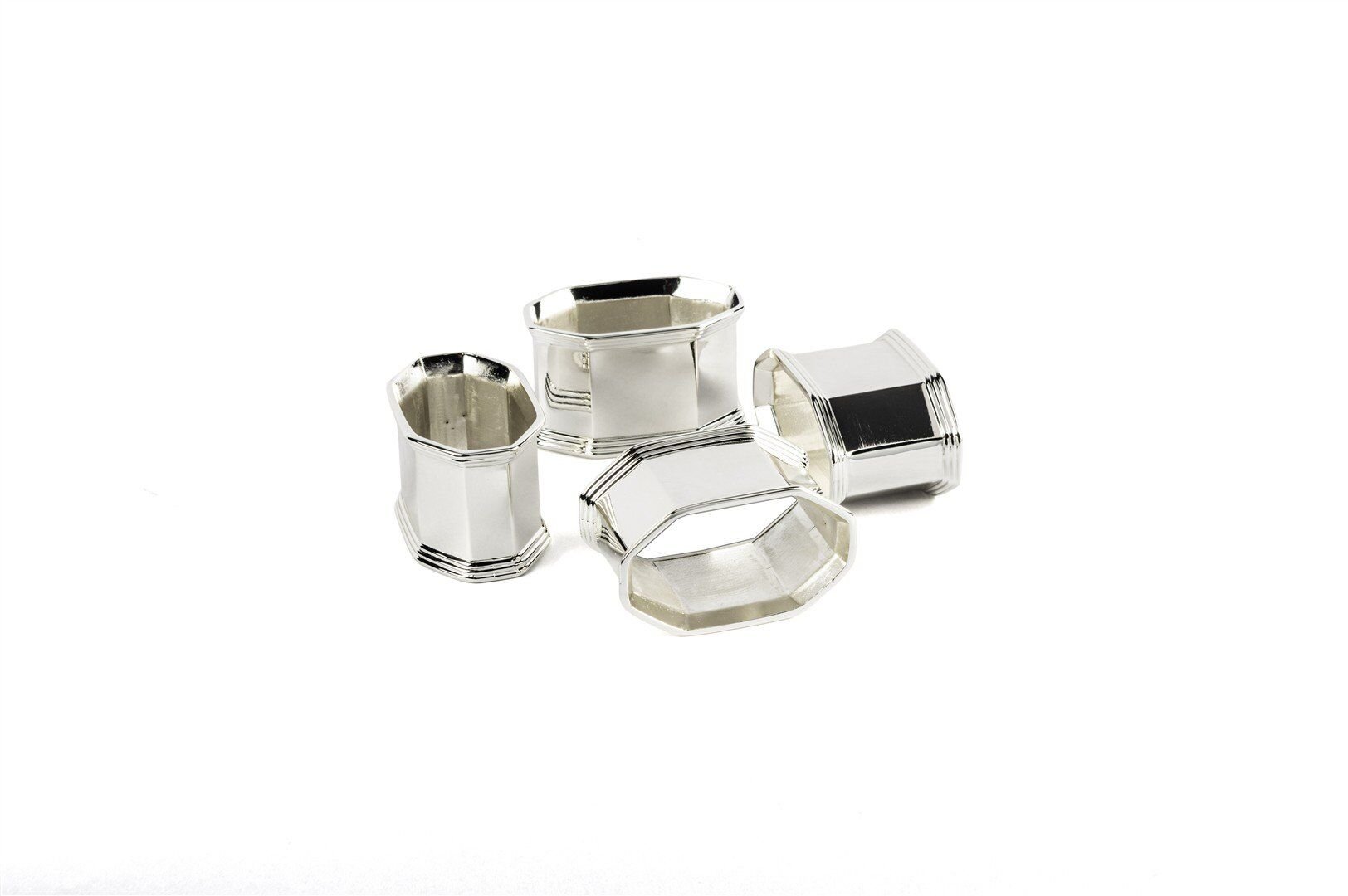 Silver 4'lü Peçete Halkası Köşeli