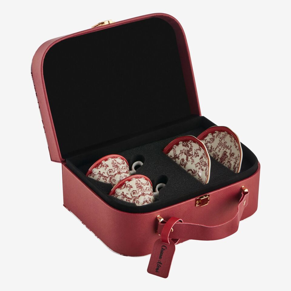 FLOWER GARDEN 2'Lİ TÜRK KAHVESİ FİNCANI SETİ 90ml - Kırmızı